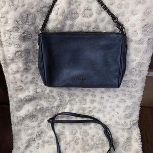 Coach Navy Leather Shoulder Bag